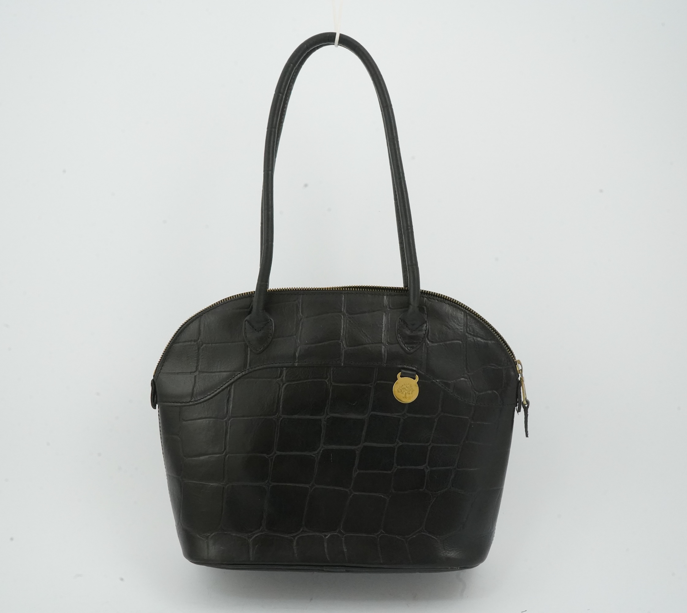 A Mulberry black moc croc shoulder bag